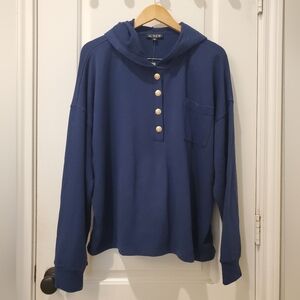 J.Crew Navy Hoodie with Gold Buttons